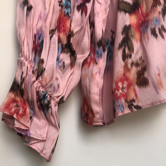 Zara Pink Floral Long Sleeve Blouse - Picture 2 of 5